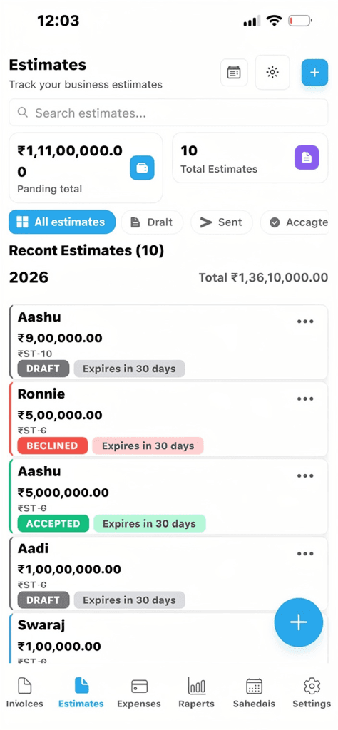 Win more jobs with professional estimates App Light Mode