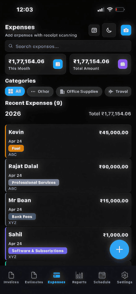Track every expense effortlessly App Dark Mode